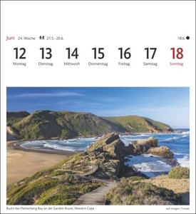 Südafrika Sehnsuchtskalender 2023. Kleiner Wochen-Kalender zum Aufstellen für Urlaubsfeeling zu Hause. Postkarten-Fotokalender für den Schreibtisch. Auch zum Aufhängen.