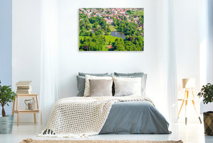 Premium Textil-Leinwand 120 cm x 80 cm quer Schloss Wiesenburg (Luftbildaufnahme)