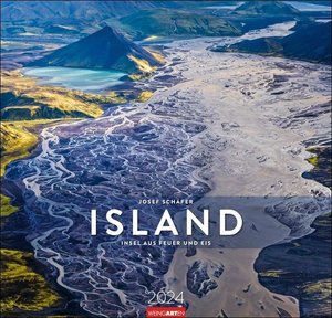 Island Kalender 2024. Wandkalender XXL mit 12 atemberaubenden Fotos von Islands Gletschern, Vulkan-Landschaften und unberührter Natur. Kalender im Großformat 48 x 46 cm
