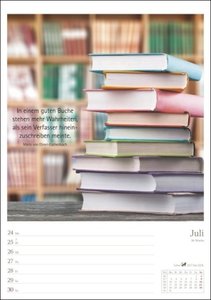 Leben mit Büchern Wochenplaner 2023. Jede Woche eine Weisheit zur Bücherliebe. Termin-Kalender zum Aufhängen mit Platz für Notizen und Zitaten zur Lesefreude.