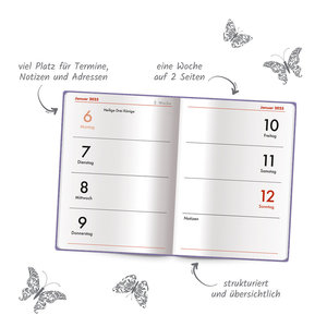 Trötsch Taschenkalender A7 Soft Touch Blumen 2025