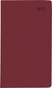 Taschenplaner Leporello PVC bordeaux 2023 - Bürokalender 9,5x16 cm - 1 Monat auf 2 Seiten - separates Adressheft - faltbar - Notizheft - 510-1011