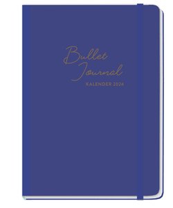 Blue Bullet Journal A5 Taschenkalender 2024. Stressiger Alltag, einfach strukturiert mit diesem Kalender voller Zusatzfeatures. Diary 2024 A5 in schönem Design mit Punktraster, Gummiband und Leseband.