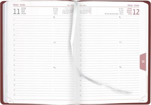 Buchkalender Tucson rot 2025 - Büro-Kalender A5 - Cheftimer - 1 Tag 1 Seite - 416 Seiten - Tucson-Einband - Zettler