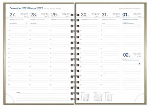 Wochen-Cheftimer A5, Alu gold Kalender 2022