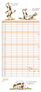 Yoga für Kühe Familienplaner 2025 – Wandkalender – Familien-Kalender mit 6 Spalten – Format 22 x 49,5 cm