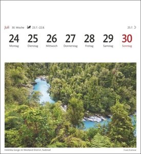 Neuseeland Sehnsuchtskalender 2023. Ein kleiner Kalender mit einer Rundreise in Bildern. Wochenkalender mit 53 Postkarten zum Sammeln und Verschicken. Auch zum Aufhängen.