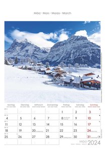 Schweiz 2024 - Bild-Kalender 23,7x34 cm - Switzerland - Regional-Kalender - Wandkalender - mit Platz für Notizen - Alpha Edition