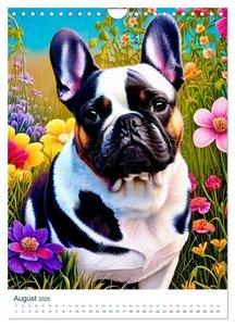 Französische Bulldoggen. Kunstvoll gestaltete Portraits (Wandkalender 2025 DIN A4 hoch), CALVENDO Monatskalender