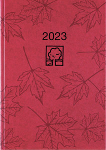 Taschenkalender rot 2023 - Bürokalender 10,2x14,2 - 1 Tag auf 1 Seite - robuster Kartoneinband - Stundeneinteilung 7-19 Uhr - Blauer Engel - 610-0711