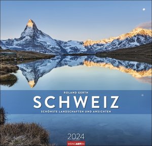 Die Schweiz Kalender 2024. Wandkalender im Großformat mit spektakulären Landschaften. Die Schweiz in beeindruckenden Fotos. Großer Kalender für Fans des Alpenlands. 48x46 cm