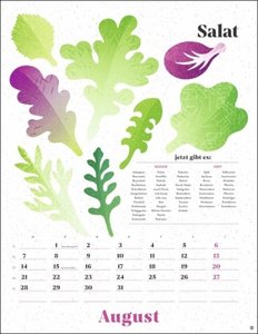 Ecofriendly Saisonkalender 2023. Schön illustrierter Wandkalender mit saisonalen Obst und Gemüse. Nachhaltiger Monats-Kalender zum Aufhängen