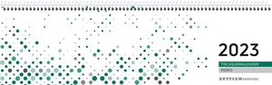 Tischquerkalender Perfo grün 2023 - 31,6x10,6 cm - 1 Woche 2 Seiten - Stundeneinteilung 7-20 Uhr - jeder Tag einzeln abtrennbar - 130-0013