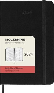 Moleskine 12 Monate Tageskalender 2024, Pocket/A6, Schwarz