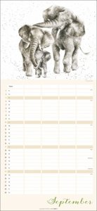Happy Family Familienplaner 2023. Großer Terminkalender mit 5 Spalten für Familien. Schöner Familien-Wandkalender 2023 mit süßen Tier-Illustrationen. 22x48 cm.