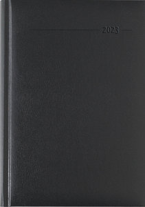 Buchkalender Balacron schwarz 2023 - Büro-Kalender A5 - Cheftimer - 1 Tag 1 Seite - 352 Seiten - Balacron-Einband - Alpha Edition
