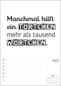 Typo-Sprüche-Kalender Wochenplaner 2023. Praktischer Terminkalender zum Aufhängen mit coolen Sprüchen. Wochenkalender 2023 in schwarz-weiß gestaltet.
