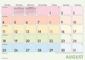 Alpha Edition - Monatsterminkalender Farbenfroh 2025, 29,7x21cm, Kalender mit Monatsübersicht, Platz für Notizen und Termine, Ferientermine DE/AT/CH und deutsches Kalendarium