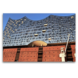 Premium Textil-Leinwand 120 cm x 80 cm quer Elbphilharmonie Aussichtsterrasse und Fassade