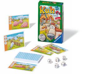 Ravensburger 23160 - Kuh und co, Mitbringspiel für 2-6 Spieler, Kinderspiel ab 4 Jahren, kompaktes Format, Reisespiel