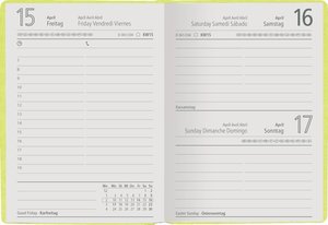 Taschenkalender grün 2023 - Bürokalender 10,2x14,2 - 1 Tag auf 1 Seite - robuster Kartoneinband - Stundeneinteilung 7-19 Uhr - Blauer Engel - 610-0713