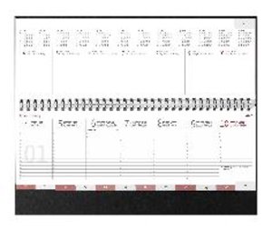 Tisch-Querkalender Balacron schwarz 2022 - Büro-Planer 29,7x13,5 cm - mit Registerschnitt - Tisch-Kalender - verlängerte Rückwand - 1 Woche 2 Seiten
