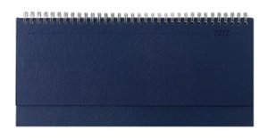 Tisch-Querkalender Balacron blau 2022 - Büro-Planer 29,7x13,5 cm - mit Registerschnitt - Tisch-Kalender - verlängerte Rückwand - 1 Woche 2 Seiten