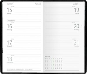 Taschenplaner türkis 2024 - Bürokalender 9,5x16 cm - 112 Seiten - 1 Woche auf 2 Seiten - separates Adressheft - faltbar - Notizheft - 560-1003