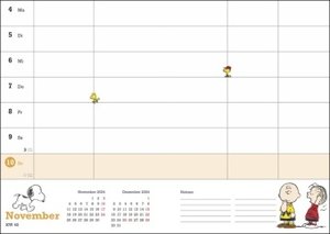 Peanuts Familienplaner Buch A5 2024. Familienkalender mit 5 Spalten. Liebevoll illustrierter Buch-Kalender mit Einstecktasche und Schulferien. Terminplaner mit 160 Seiten.