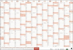 Mega-Posterplaner 2023. Großer Jahresplaner in rot. Wandkalender 2023 zum Eintragen. XXL Büro-Kalender mit Ferientermine und Feiertage. 68x98 cm