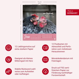 Hühner Postkartenkalender 2026
