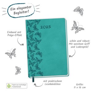 Trötsch Taschenkalender A6 Soft Touch Schmetterlinge 2025