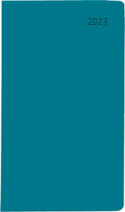 Taschenplaner Leporello PVC türkis 2023 - Bürokalender 9,5x16 cm - 1 Monat auf 1 Seite - separates Adressheft - faltbar - Notizheft - 501-1003