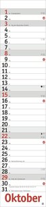 Roter Langplaner 2023. Praktischer Streifenkalender fürs Büro. Länglicher Wandkalender mit genug Platz zum Eintragen. Terminkalender 2023. 11x49 cm