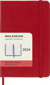 Moleskine 12 Monate Tageskalender 2024, Pocket/A6, Scharlachrot