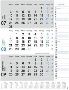 3-Monats-Planer blau 2023. Praktischer Wandplaner mit Datumsschieber. Büro-Kalender mit Notizspalte und Jahresübersicht. Wandkalender 2023 fürs Büro. 30x39 cm
