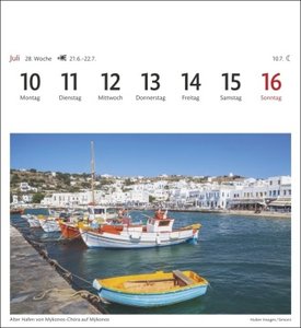 Griechische Inseln Sehnsuchtskalender 2023. Reise-Kalender mit 12 atemberaubenden Postkarten der schönsten Plätze Griechenlands. Postkartenkalender 2023. 16x17,5 cm.