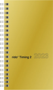 Wochenkalender Modell Timing 2, 2023, Glanzkarton-Einband goldfarben