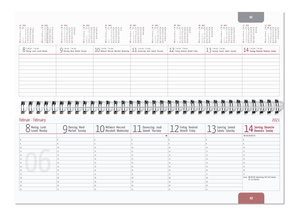 Tisch-Querkalender PP-Cover rot 2022 - Büro-Planer 29,7x10,5 cm - Tisch-Kalender - 1 Woche 2 Seiten - Ringbindung - Alpha Edition