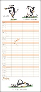 Yoga für Kühe Familienplaner 2023 – Wandkalender – Familien-Kalender mit 6 Spalten – Format 22 x 49,5 cm