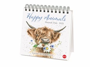 Hannah Dale: Happy Animals Premium-Postkartenkalender 2025