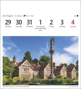 England Sehnsuchtskalender 2024. Fernweh in einem Foto-Kalender zum Aufstellen. Die schönsten Landschaften Englands als Postkarten in einem Tischkalender. Auch zum Aufhängen