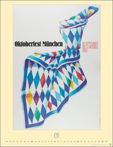 Oktoberfest Posterkalender 2024. Außergewöhnliches Oktoberfest-Souvenir für Fans des berühmten Volksfests – München-Kalender mit Originalplakaten der Wiesn im Format 34 x 44 cm. Hochformat