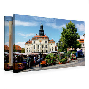 Premium Textil-Leinwand 75 cm x 50 cm quer Markttag auf dem Rathausplatz