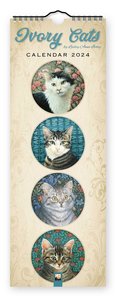 Ivory Cats - Gemalte Katzen - Slimline-Kalender 2024
