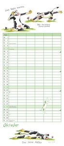 Yoga für Kühe Familienplaner 2025 – Wandkalender – Familien-Kalender mit 6 Spalten – Format 22 x 49,5 cm