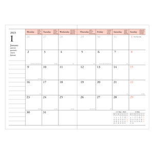 MARK\'S 2022/2023 Taschenkalender A6 vertikal, Flower Pattern, Pink