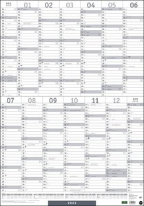 Mega-Posterplaner 2023. Großer Jahresplaner in silber. Wandkalender 2023 zum Eintragen. XXL Büro-Kalender mit Ferientermine und Feiertage. 68x98 cm