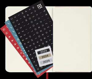 Moleskine 12 Monate Tageskalender 2024, Pocket/A6, Scharlachrot