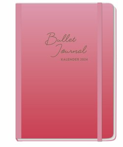 Red Bullet Journal A5. Taschenkalender 2024 mit Punktraster, Gummiband und Lesebändchen. Praktischer Buch-Kalender für Termine und To-dos. Handlicher Terminkalender A5